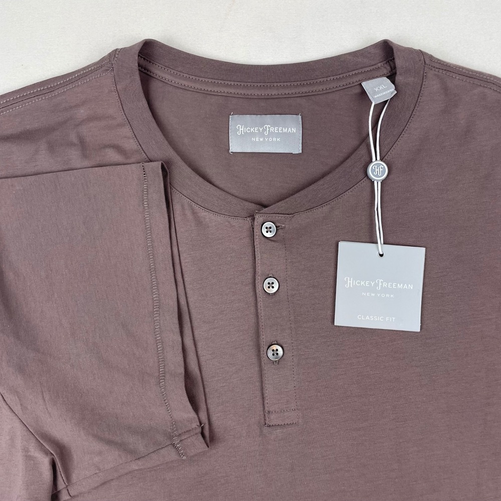 Hickey Freeman Mens Vintage Mauve Henley Shirt Classic Fit XXL QC9H34VMUF5 NEW